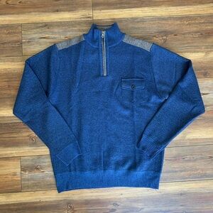 Men's Blue Quarter-Zip Sweater size medium